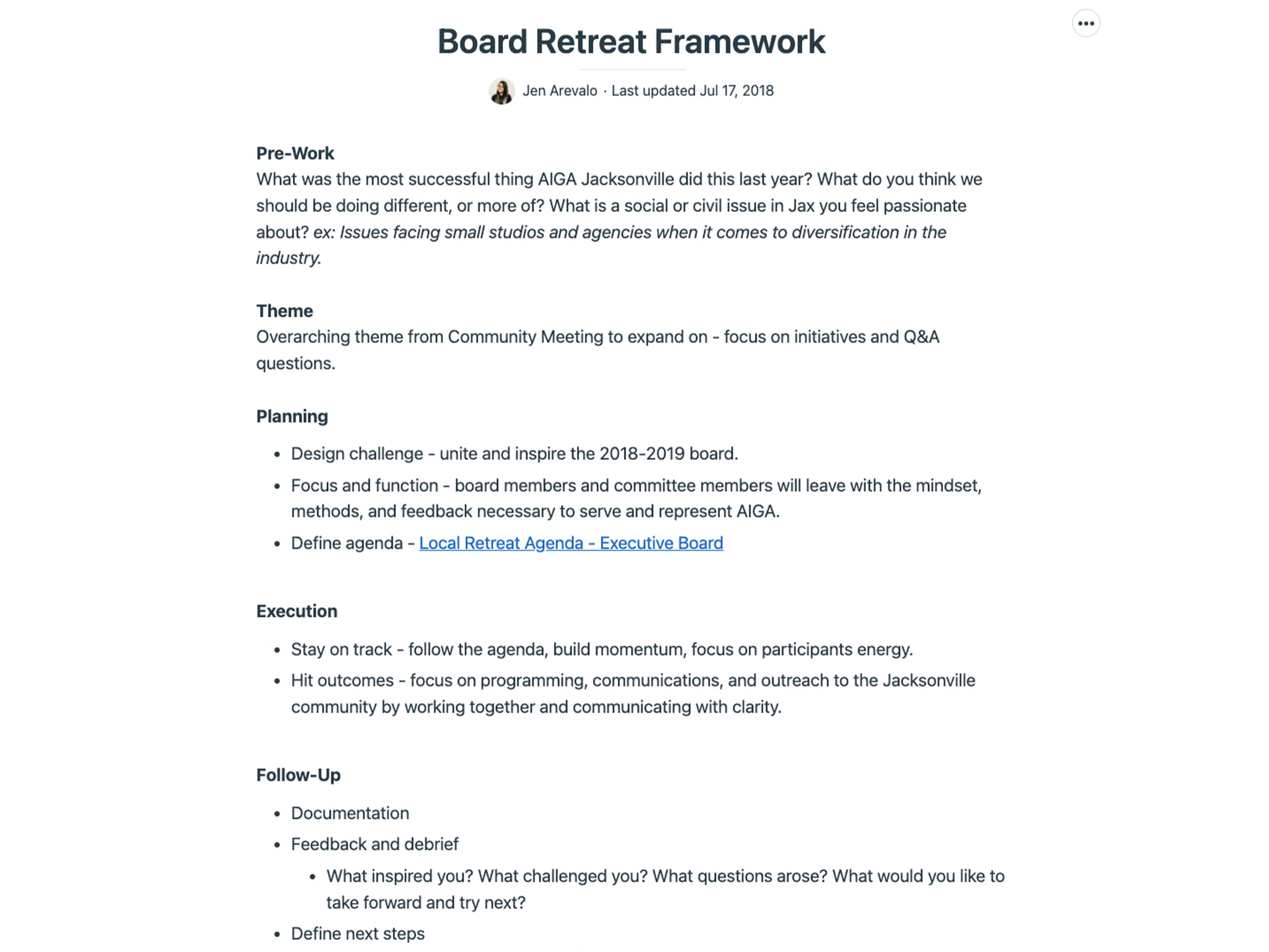 Retreat framework